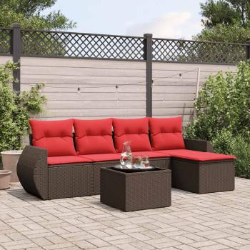 ARDEBO.de - 6-teiliges Gartensofa-Set mit Kissen, braun, Polyrattan