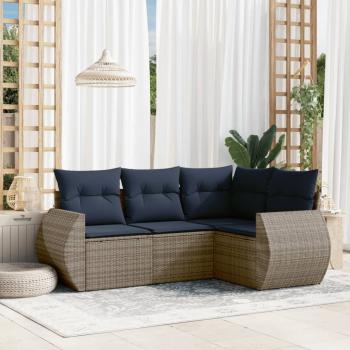 ARDEBO.de - 4-teiliges Gartensofa-Set mit Kissen, grau, Polyrattan