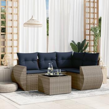 ARDEBO.de - 5-teiliges Gartensofa-Set mit Kissen, grau, Polyrattan