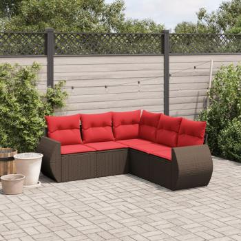 ARDEBO.de - 5-teiliges Gartensofa-Set mit Kissen, braun, Polyrattan