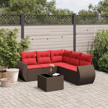 ARDEBO.de - 6-teiliges Gartensofa-Set mit Kissen, braun, Polyrattan