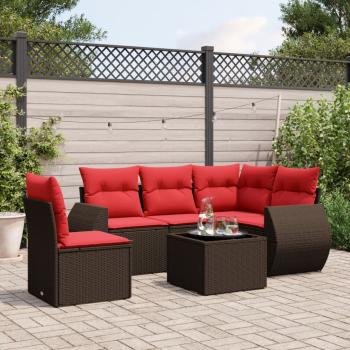 ARDEBO.de - 6-teiliges Gartensofa-Set mit Kissen, braun, Polyrattan