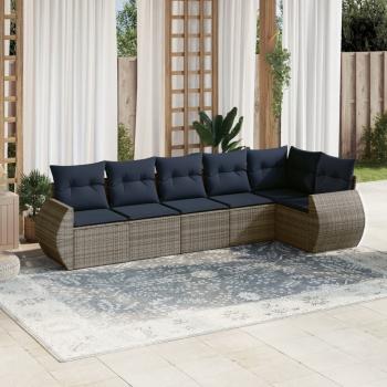 ARDEBO.de - 6-teiliges Gartensofa-Set mit Kissen, grau, Polyrattan