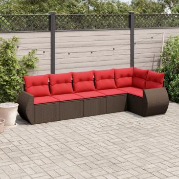 ARDEBO.de - 6-teiliges Gartensofa-Set mit Kissen, braun, Polyrattan