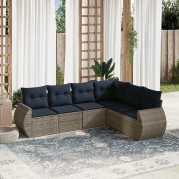 ARDEBO.de - 6-teiliges Gartensofa-Set mit Kissen, grau, Polyrattan