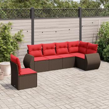 ARDEBO.de - 6-teiliges Gartensofa-Set mit Kissen, braun, Polyrattan