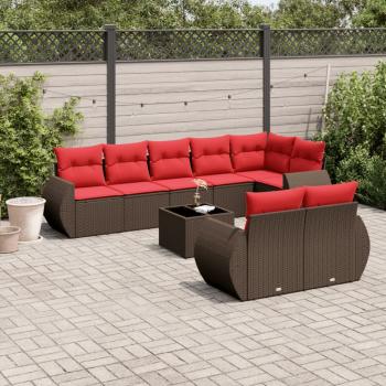 ARDEBO.de - 9-teiliges Gartensofa-Set mit Kissen, braun, Polyrattan