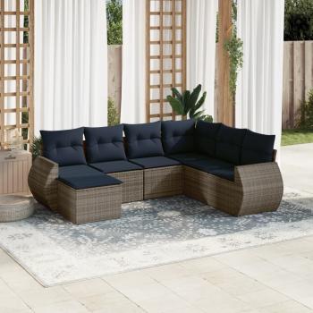 ARDEBO.de - 8-teiliges Gartensofa-Set mit Kissen, grau, Polyrattan
