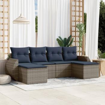 ARDEBO.de - 6-teiliges Gartensofa-Set mit Kissen, grau, Polyrattan