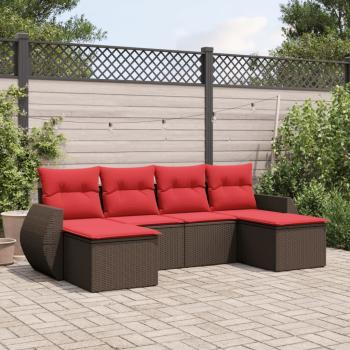 ARDEBO.de - 6-teiliges Gartensofa-Set mit Kissen, braun, Polyrattan