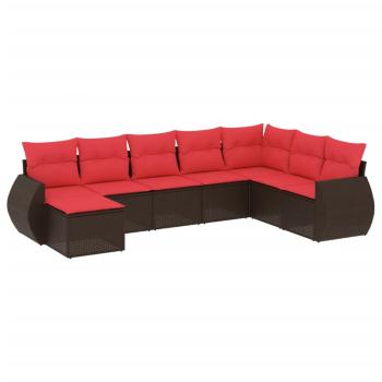 8-teiliges Gartensofa-Set mit Kissen, braun, Polyrattan