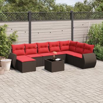 ARDEBO.de - 9-teiliges Gartensofa-Set mit Kissen, braun, Polyrattan