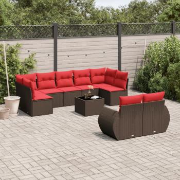 ARDEBO.de - 10-teiliges Gartensofa-Set mit Kissen, braun, Polyrattan