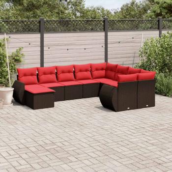 ARDEBO.de - 10-teiliges Gartensofa-Set mit Kissen, braun, Polyrattan