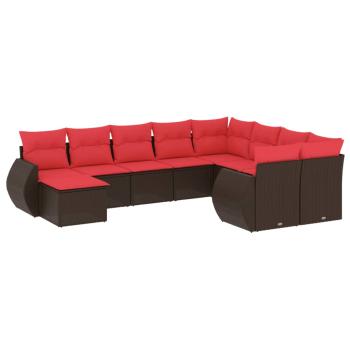10-teiliges Gartensofa-Set mit Kissen, braun, Polyrattan