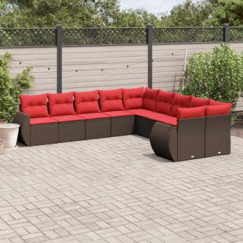 ARDEBO.de - 10-teiliges Gartensofa-Set mit Kissen, braun, Polyrattan