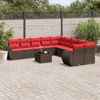 ARDEBO.de - 11-teiliges Gartensofa-Set mit Kissen, braun, Polyrattan