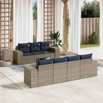 ARDEBO.de - 8-teiliges Gartensofa-Set mit Kissen, grau, Polyrattan