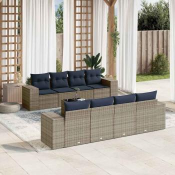 ARDEBO.de - 9-teiliges Gartensofa-Set mit Kissen, grau, Polyrattan
