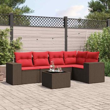 ARDEBO.de - 6-teiliges Gartensofa-Set mit Kissen, braun, Polyrattan