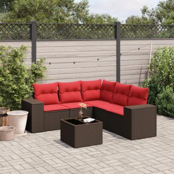 ARDEBO.de - 6-teiliges Gartensofa-Set mit Kissen, braun, Polyrattan