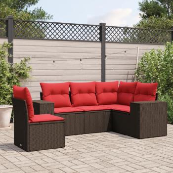 ARDEBO.de - 5-teiliges Gartensofa-Set mit Kissen, braun, Polyrattan
