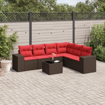 ARDEBO.de - 7-teiliges Gartensofa-Set mit Kissen, braun, Polyrattan