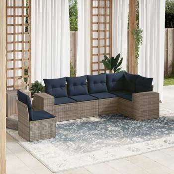 ARDEBO.de - 6-teiliges Gartensofa-Set mit Kissen, grau, Polyrattan