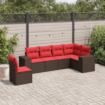 ARDEBO.de - 6-teiliges Gartensofa-Set mit Kissen, braun, Polyrattan