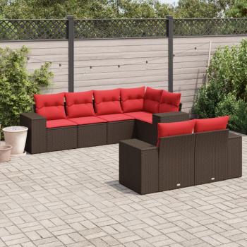 ARDEBO.de - 7-teiliges Gartensofa-Set mit Kissen, braun, Polyrattan