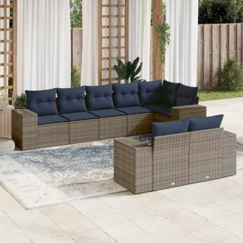 ARDEBO.de - 8-teiliges Gartensofa-Set mit Kissen, grau, Polyrattan