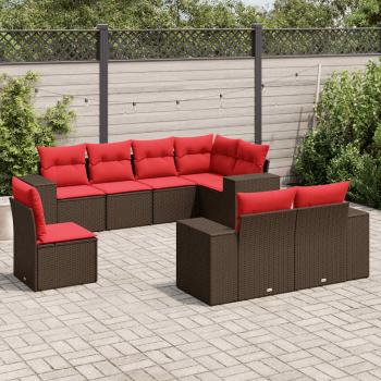 ARDEBO.de - 8-teiliges Gartensofa-Set mit Kissen, braun, Polyrattan