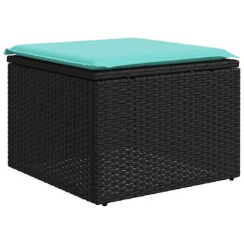 7-teiliges Gartensofa-Set mit Kissen, schwarzes Polyrattan