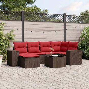ARDEBO.de - 7-teiliges Gartensofa-Set mit Kissen, braun, Polyrattan