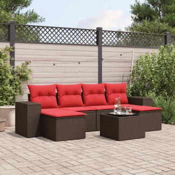 ARDEBO.de - 7-teiliges Gartensofa-Set mit Kissen, braun, Polyrattan