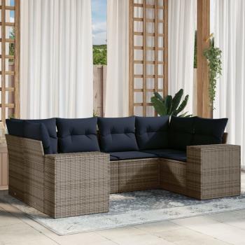ARDEBO.de - 6-teiliges Gartensofa-Set mit Kissen, grau, Polyrattan