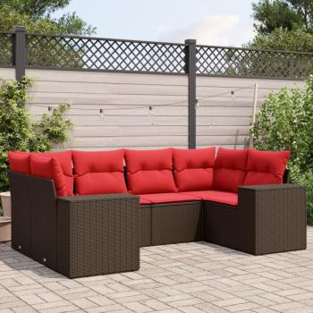 ARDEBO.de - 6-teiliges Gartensofa-Set mit Kissen, braun, Polyrattan