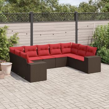 ARDEBO.de - 9-teiliges Gartensofa-Set mit Kissen, braun, Polyrattan