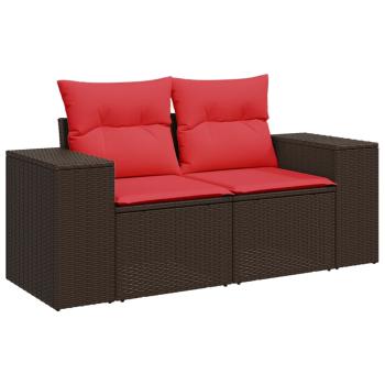 9-teiliges Gartensofa-Set mit Kissen, braun, Polyrattan