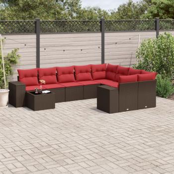 ARDEBO.de - 10-teiliges Gartensofa-Set mit Kissen, braun, Polyrattan