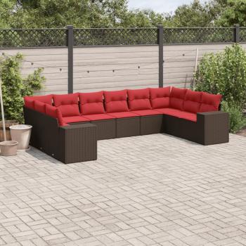 ARDEBO.de - 10-teiliges Gartensofa-Set mit Kissen, braun, Polyrattan