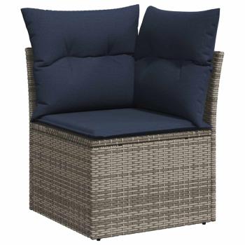 10-teiliges Gartensofa-Set mit Kissen, grau, Polyrattan