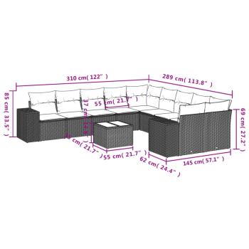 11-teiliges Gartensofa-Set mit Kissen, grau, Polyrattan
