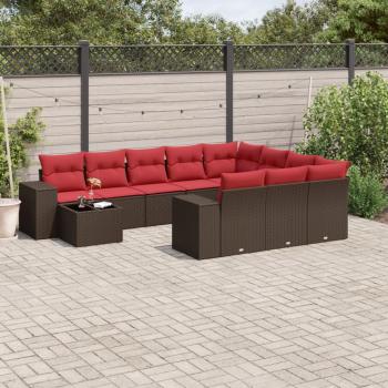ARDEBO.de - 11-teiliges Gartensofa-Set mit Kissen, braun, Polyrattan