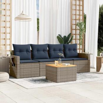 ARDEBO.de - 5-teiliges Gartensofa-Set mit Kissen, grau, Polyrattan