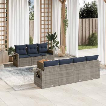 ARDEBO.de - 8-teiliges Gartensofa-Set mit Kissen, grau, Polyrattan