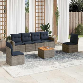 ARDEBO.de - 7-teiliges Gartensofa-Set mit Kissen, grau, Polyrattan
