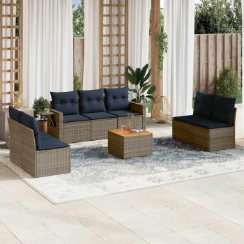 ARDEBO.de - 8-teiliges Gartensofa-Set mit Kissen, grau, Polyrattan
