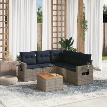 ARDEBO.de - 6-teiliges Gartensofa-Set mit Kissen, grau, Polyrattan