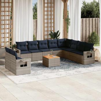 ARDEBO.de - 11-teiliges Gartensofa-Set mit Kissen, grau, Polyrattan